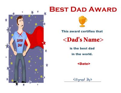 Best Dad Certificate