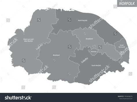 Norfolk County Isolated Map Divided Districts Stock Illustration 1954608670 | Shutterstock