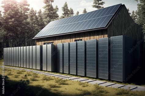 House fence made of solar panels, created with Generative AI technology Stock Illustration ...