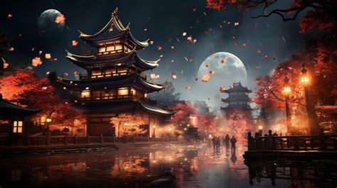 Premium AI Image | Japanese Shrine on New Years Night