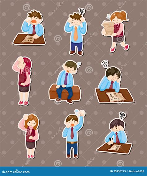 Tired businessman stickers stock vector. Illustration of doodle - 25458275