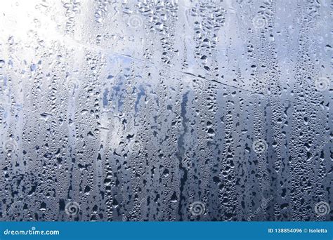 Texture Of Rain Drops On A Glass Wet Transparent Surface Stock Photo ...