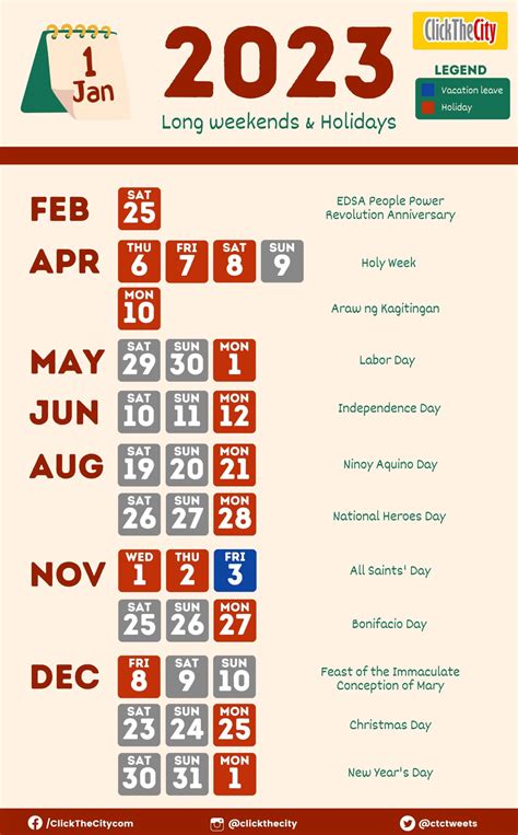 Plan Ahead: 2023 Long Weekends and Holidays Cheat Sheet - ClickTheCity