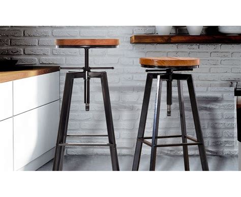 2 x Vintage Retro Industrial Swivel Bar Stool Industrial Casters ...