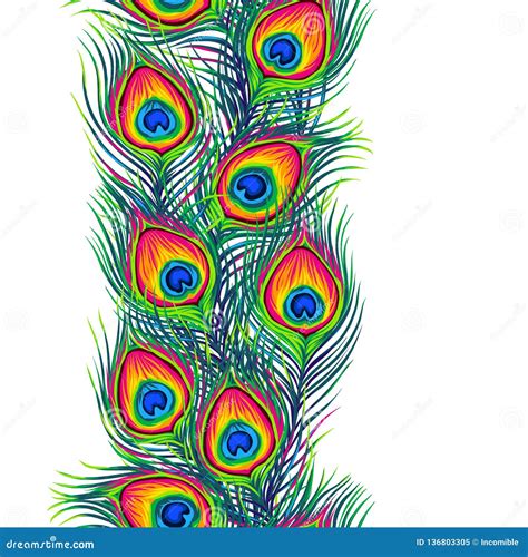 Peacock Feathers Seamless Pattern. Stock Vector - Illustration of bird, fauna: 136803305