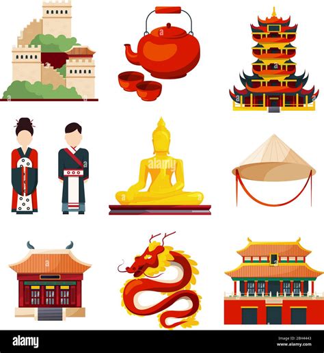 Traditional chinese cultural objects in vector style. China traditional ...