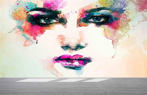 Paper Wall Art, 3D Wallpaper, Wallpaper Wall Art, Portrait Wallpaper, Watercolor Woman Wall ...