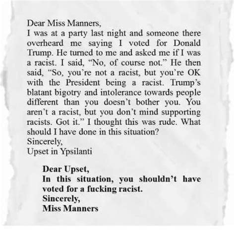 Dear Miss Manners, : PoliticalHumor