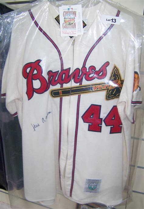 Hank Aaron Signed Atlanta Braves Jersey.