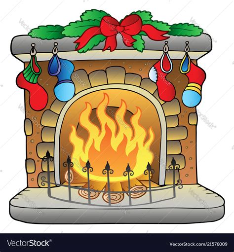 Christmas cartoon fireplace Royalty Free Vector Image