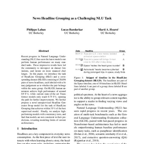 News Headline Grouping as a Challenging NLU Task - ACL Anthology