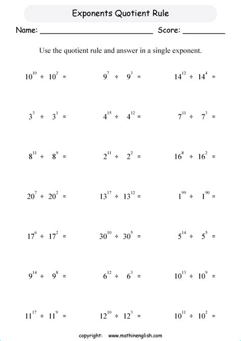 Multiplication Properties Of Exponents Worksheet – E Street Light