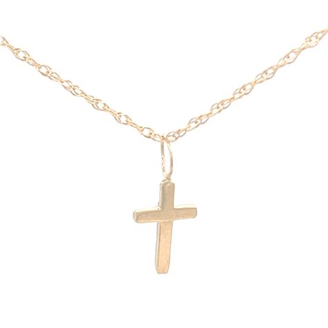 Elegant Tiny 14k Gold Cross Necklace | Simple Cross | 14k Yellow Gold – Klein's Jewelry