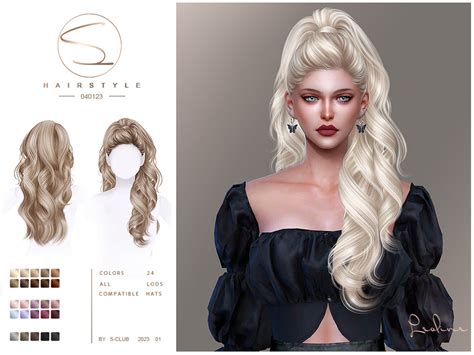 The Sims Resource - High ponytail Curly hair 040123(Leoline)