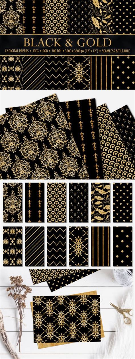 Black & Gold Seamless Textures - Geometric and Damask Patterns » NULLED.org | Best files everyday