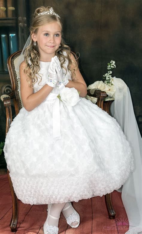 First Communion Dress with Embroidered Tulle