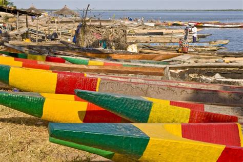 African fishing boats stock photo. Image of yellow, river - 5638804