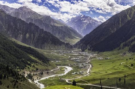 Beautiful Kashmir Landscape. Lush Green Meadows and Mountains of ...