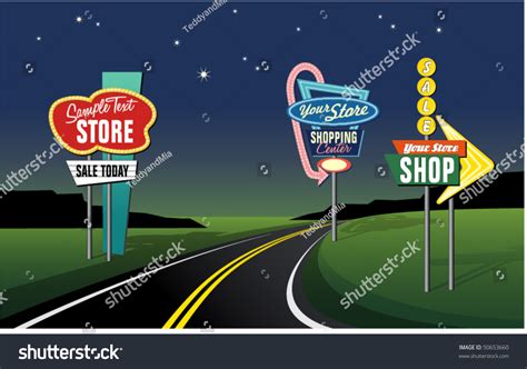 Vintage Roadside Signs Set 2 Stock Vector Illustration 50653660 : Shutterstock