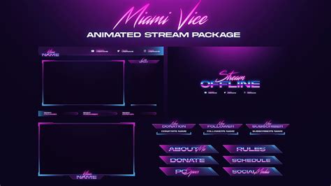 Neon Lights Retro TwitchMixer Streamer Package Twitch Overlay Custom ...