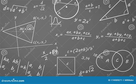 Math Formulas, Graphs and Symbols on Chalkboard Stock Illustration - Illustration of lesson ...