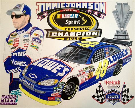 Nascar 2010 Champion Drawing by Rodney Sterling