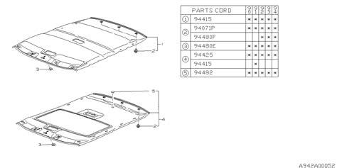 94077AA030MK - Subaru Cap Trim Panel Roof (Grey). GRAY, Interior ...