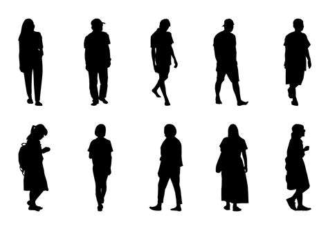 People silhouette walking set, Shadow women and men vector collection 9653488 Vector Art at Vecteezy