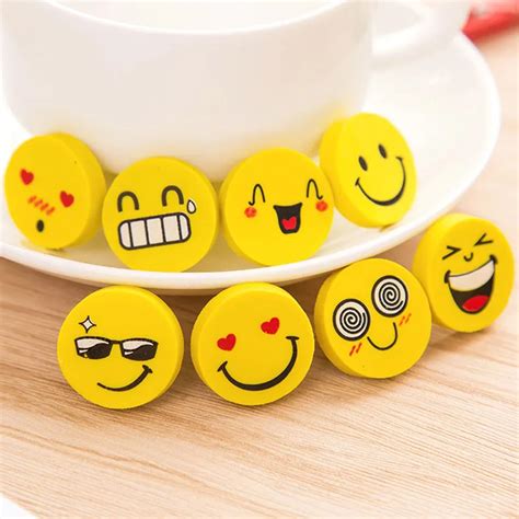 20pcs/lot Yellow Funny Smile Face Eraser for kids as School Prize , Cartoon Facial Expression ...