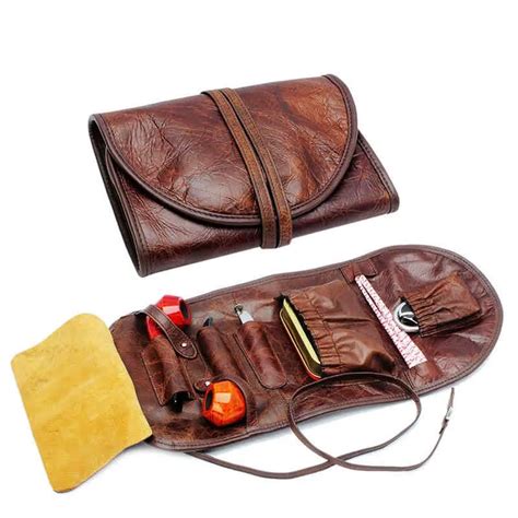 Brown Genuine leather Tobacco Pipe bag(hold 2 pcs) Portable smoking ...