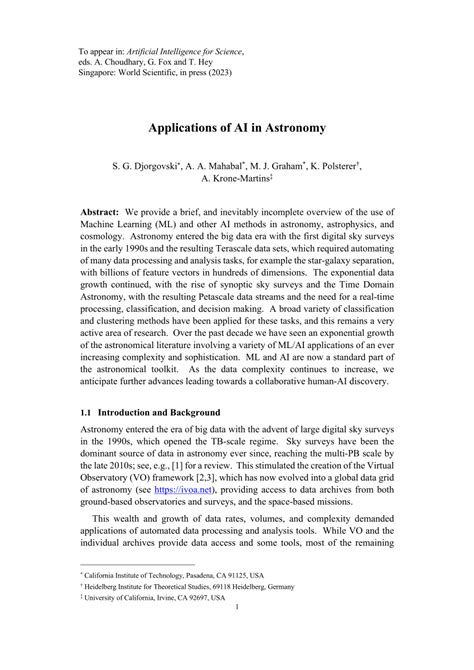 (PDF) Applications of AI in Astronomy