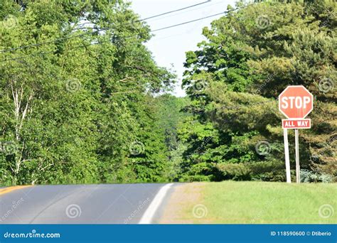 Rural Road Stop Sign stock photo. Image of stop, lane - 118590600