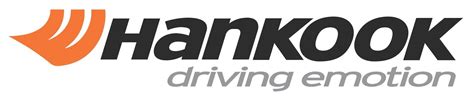 the logo for hankook driving emotion, with an orange and black arrow on it