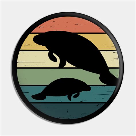 Retro Rainbow Manatees for Florida Manatee Lovers - Manatee Lover - Pin ...