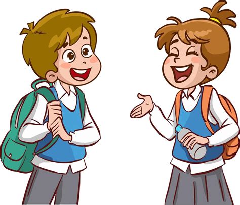 students talking to each other at school cartoon vector 21611932 Vector Art at Vecteezy