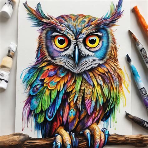 Colorful Owl Drawing