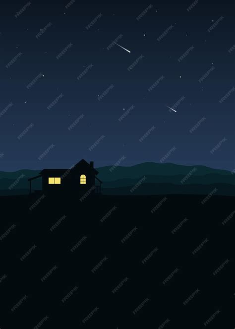 Premium Vector | Vector night blue sky with house silhouette