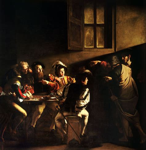 The Calling of Saint Matthew by Caravaggio (1599-1600) - Public Domain Bible Painting