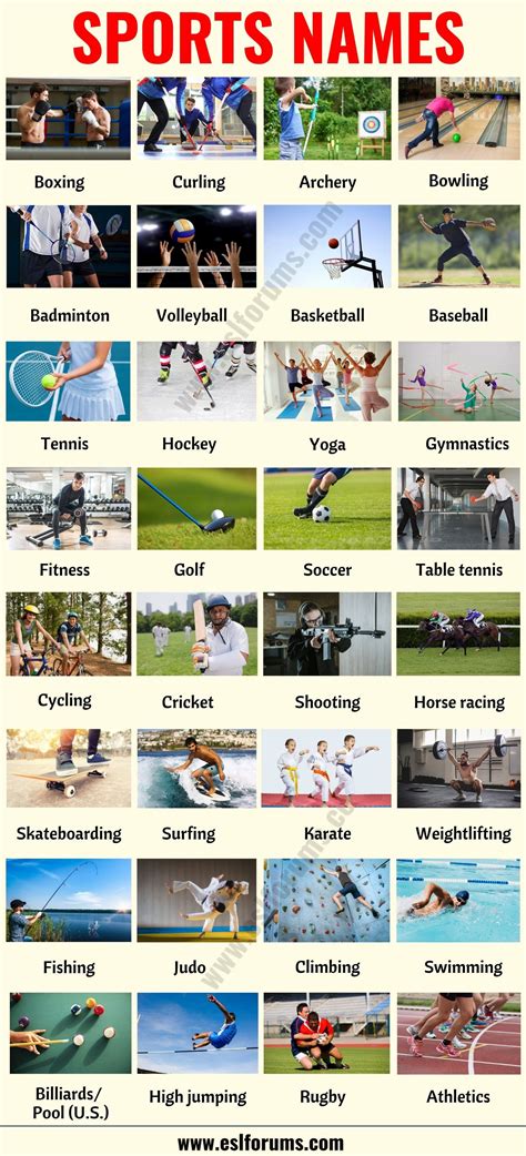 List of Sports: 35+ Useful Names of Sports and Games in English | List ...