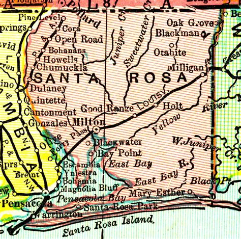 Santa Rosa County, 1898 | Map of florida, Florida adventures, Milton ...