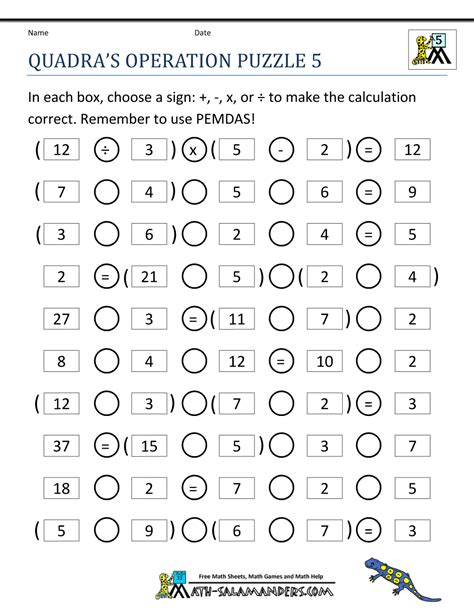 Printable Math Puzzles 5th Grade