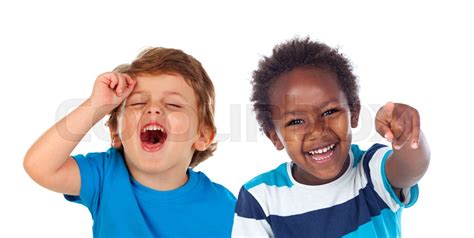 Children doing joke and laughing | Stock image | Colourbox