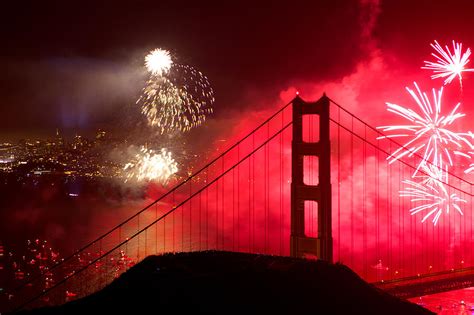 Fireworks above Golden Gate Bridge Photograph by Evgeny Vasenev - Pixels