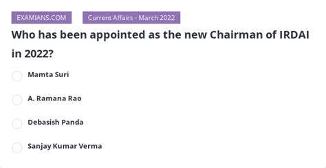 Who has been appointed as the new Chairman of IRDAI in 2022? | EXAMIANS