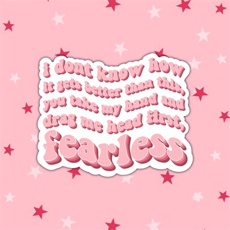 Fearless Lyrics Sticker Head First Fearless Taylor Swift | Etsy