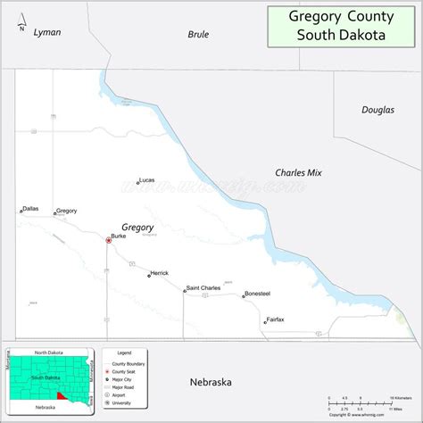 Map of Gregory County, South Dakota - Where is Located, Cities ...