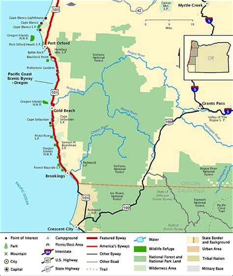 Byway Map For Southern Oregon Coast