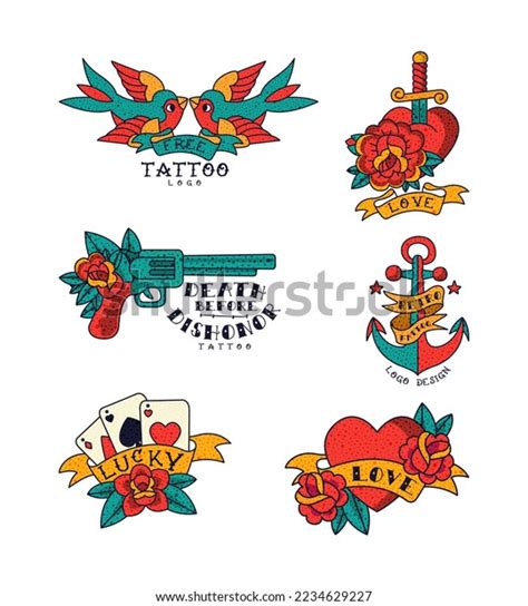 Old School Tattoo Logo Design Swallow Stock Vector (Royalty Free ...