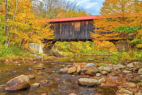 New England Fall Foliage Framing The Durgin Covered Bridge Photograph ...