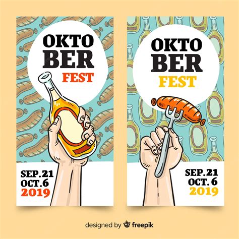 Free Vector | Hand drawn oktoberfest banners template